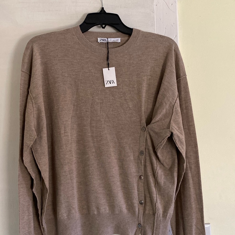 Zara Wool Stretch Blend Nude Color Sweater New With Tags